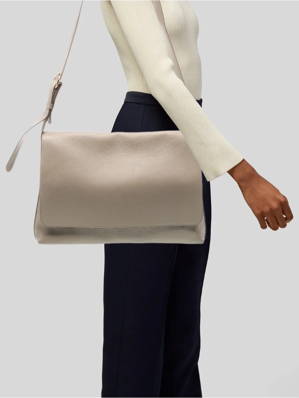New CUYANA Peppled Leather Beige Satchel